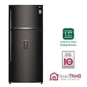 LG Frigorifero doppia porta | Classe E, 509L | Wi-Fi, Dispenser senza allaccio, Door & Linear Cooling, Gestione umidità | Nero, GTF744BLPZD