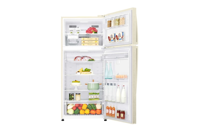 LG Frigorifero doppia porta | Classe F, 509L | Wi-Fi, Dispenser acqua senza allaccio, Maniglie esterne, No frost | Sabbia, GTF744SEHV