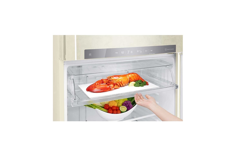 LG Frigorifero doppia porta | Classe F, 509L | Wi-Fi, Dispenser acqua senza allaccio, Maniglie esterne, No frost | Sabbia, GTF744SEHV