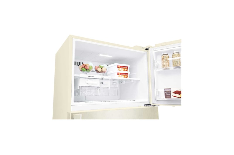 LG Frigorifero doppia porta | Classe F, 509L | Wi-Fi, Dispenser acqua senza allaccio, Maniglie esterne, No frost | Sabbia, GTF744SEHV