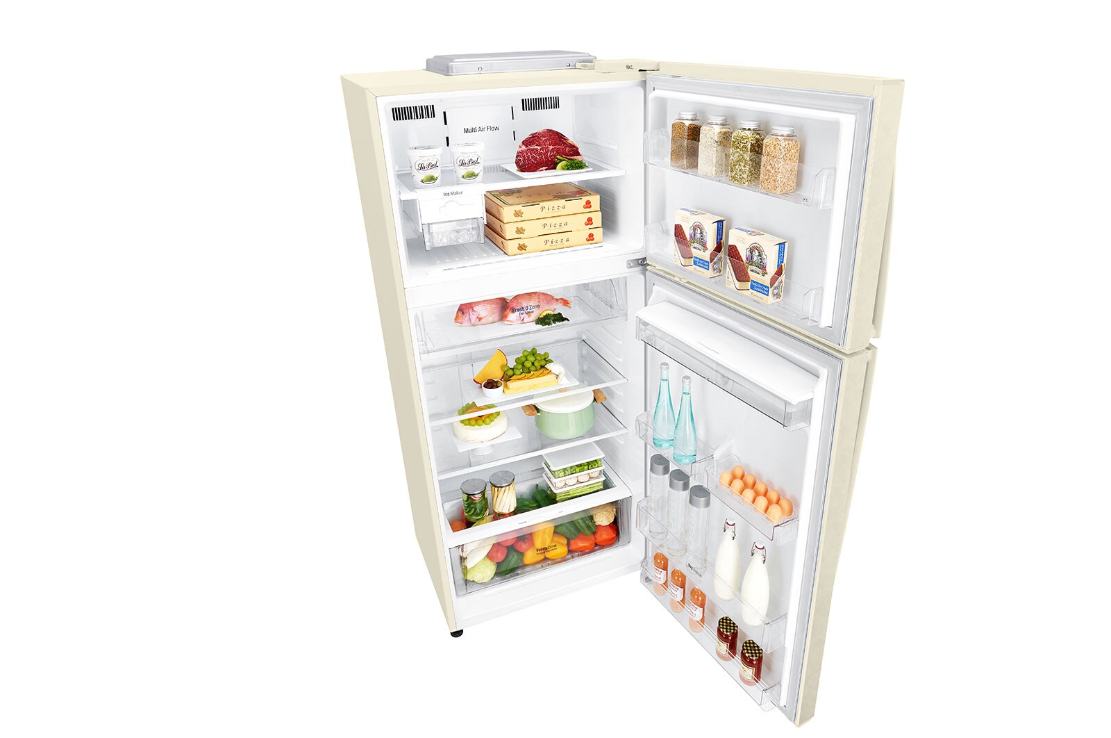 LG Frigorifero doppia porta | Classe F, 509L | Wi-Fi, Dispenser acqua senza allaccio, Maniglie esterne, No frost | Sabbia, GTF744SEHV