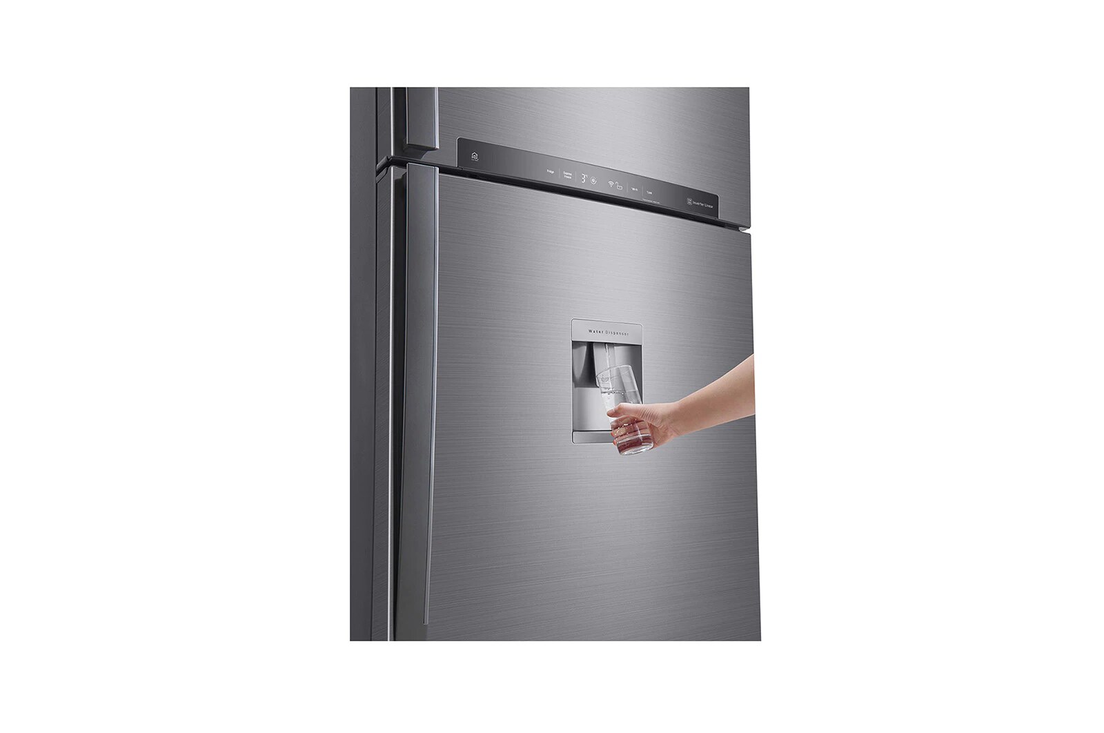 LG Frigorifero doppia porta | Classe E, 592L | Wi-Fi, Door & Linear Cooling, Gestione umidità, Dispenser acqua, No frost | Inox, GTF916PZPYD
