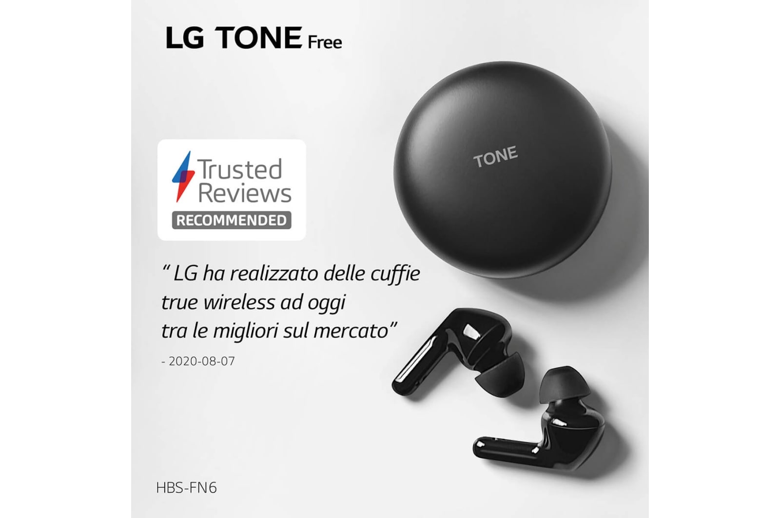 LG Tone Free FN6 Black Cuffie True Wireless Bluetooth Meridian Audio con custodia UVnano, FN6.ABEUBK