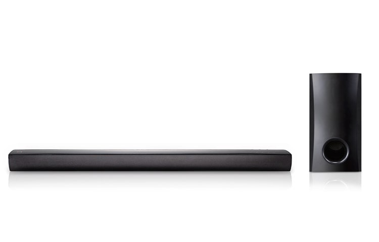 LG Sound Bar, amplificatore audio 2.1ch da 120W, con subwoofer, compatibile con Bluetooth e montabile a muro., NB2540