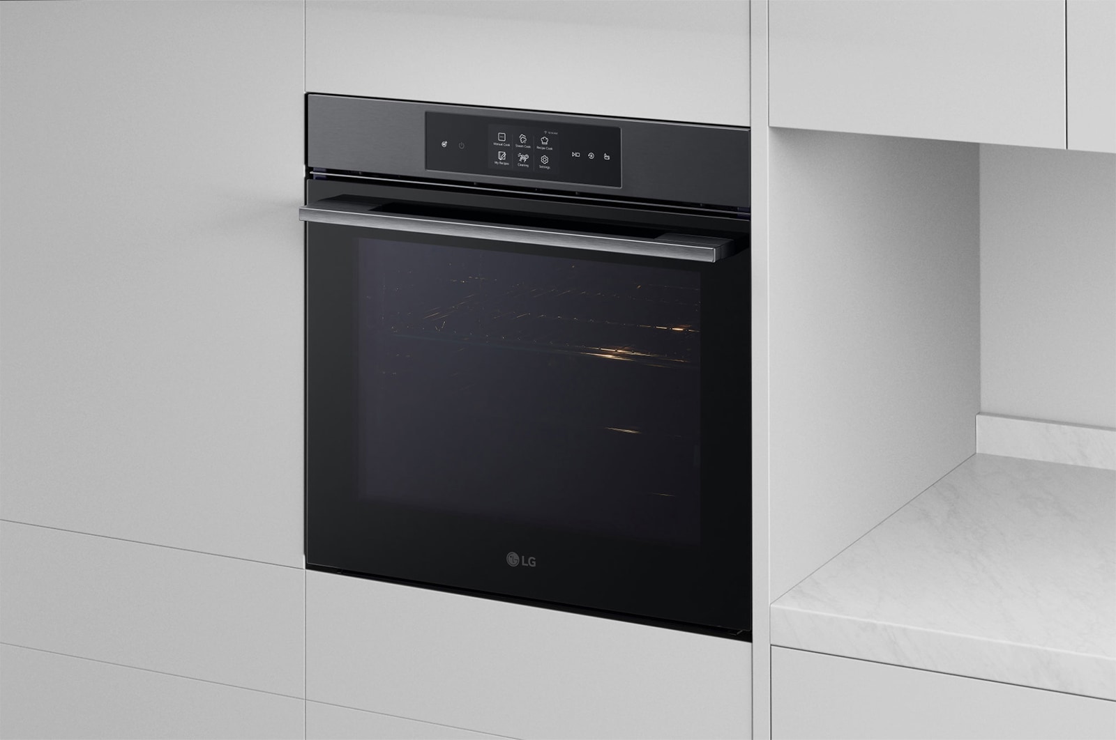 LG Forno a vapore InstaView | 76L Classe A++ | Display 4,3", Air Fry, Air Sous Vide, Pizza, EasyClean, Pirolisi, Wi-Fi | Nero, WSED7665B