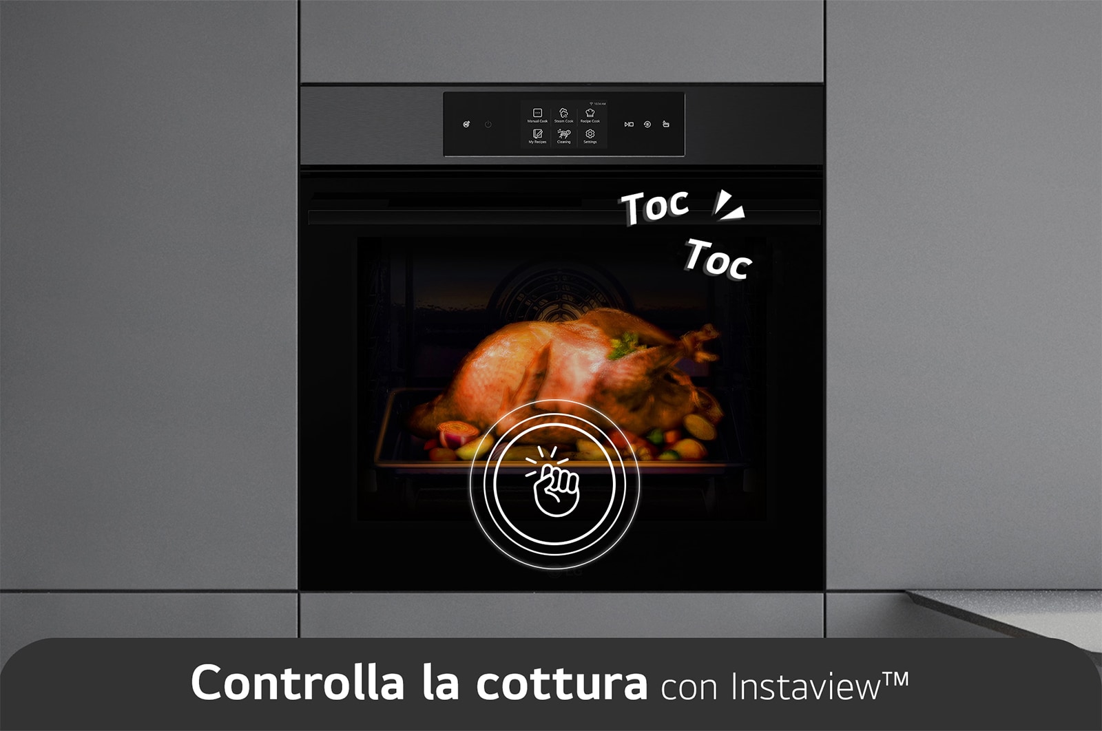 LG Forno a vapore InstaView | 76L Classe A++ | Display 4,3", Air Fry, Air Sous Vide, Pizza, EasyClean, Pirolisi, Wi-Fi | Nero, WSED7665B