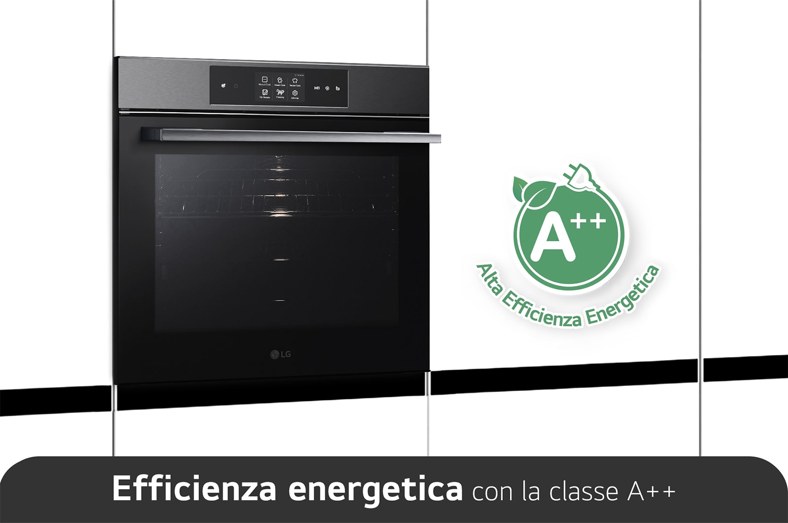 LG Forno a vapore InstaView | 76L Classe A++ | Display 4,3", Air Fry, Air Sous Vide, Pizza, EasyClean, Pirolisi, Wi-Fi | Nero, WSED7665B