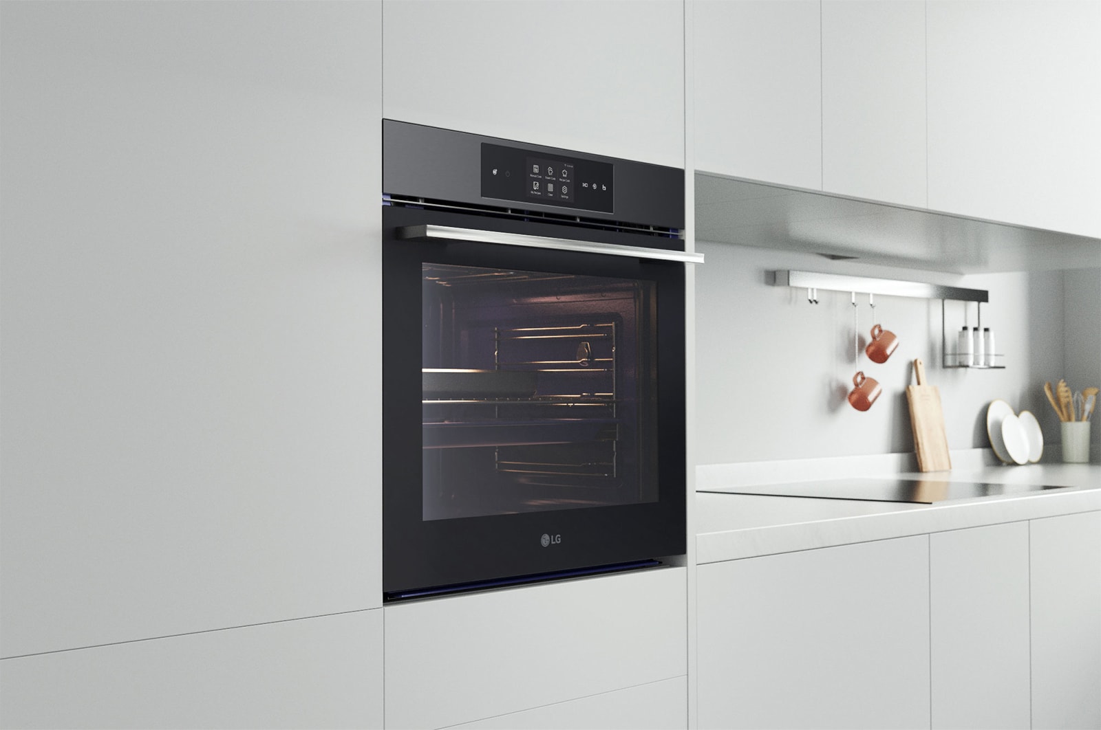 LG Forno a vapore InstaView | 76L Classe A++ | Display 4,3", Air Fry, Air Sous Vide, Pizza, EasyClean, Pirolisi, Wi-Fi | Nero, WSED7665B