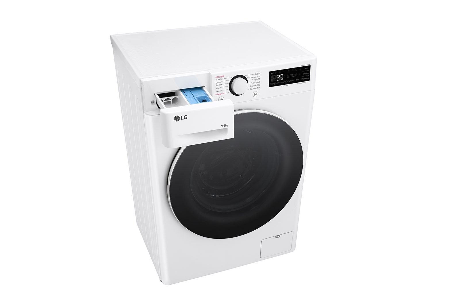 LG Lavasciuga slim 9/5kg AI DD | Serie R5 Classe E / A-10% | 1200 giri, AI Wash, TurboWash 360, Vapore, Allergy Care | Bianca, D2R5S09TSWW