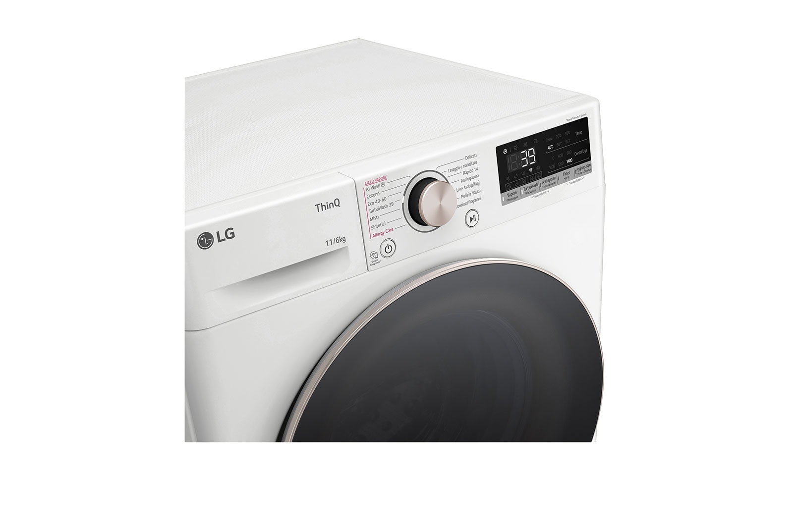 LG Lavasciuga 11/6kg AI DD | Serie R7 Classe D / A-10% | 1400 giri, TurboWash 360, Vapore, Allergy Care, Eco Hybrid, Wi-Fi | Bianca, D4R7011TSWG