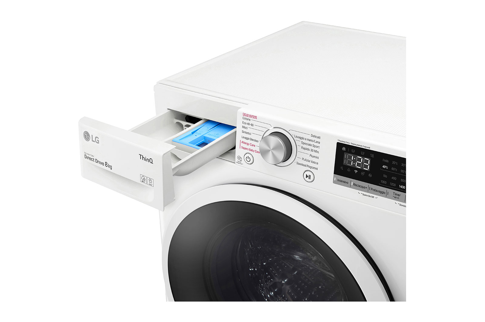 LG Lavasciuga 8/6kg AI DD | Serie E4 Classe E | 1400 giri, Lavaggio a vapore, Allergy Care | Bianca, F4DE408AIDD