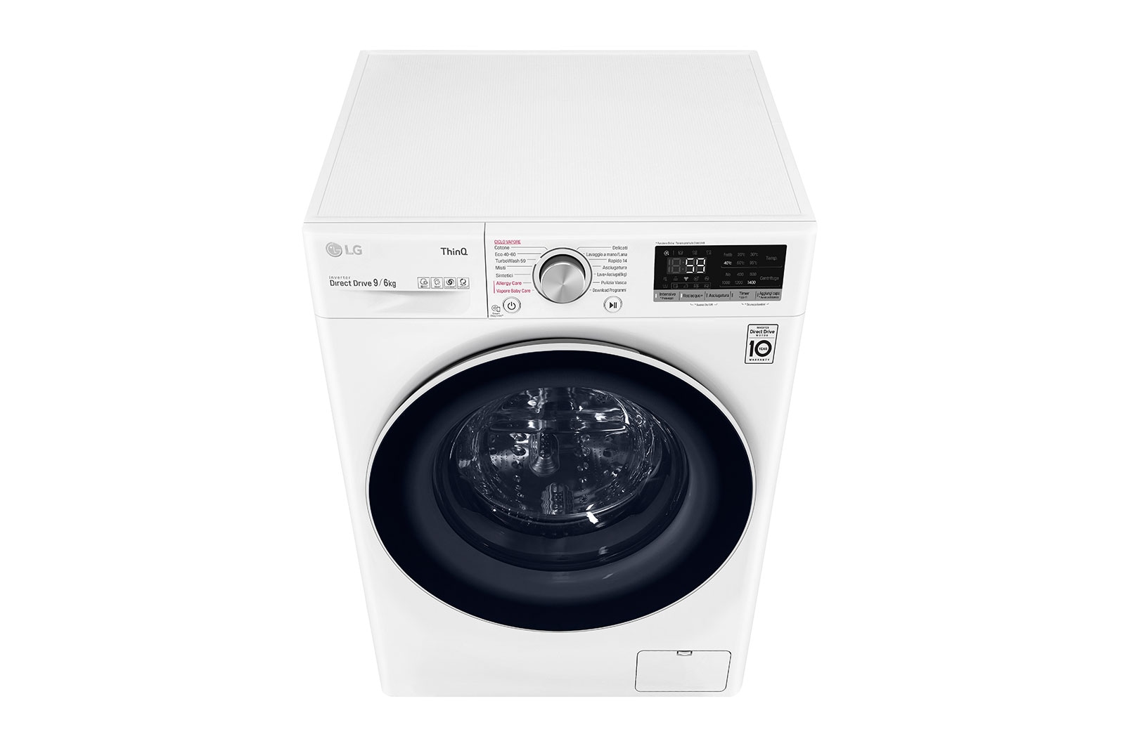 LG Lavasciuga 9/6kg AI DD | Serie V5 Classe E | 1400 giri, TurboWash, Lavaggio a vapore, Allergy Care, Wi-Fi | Bianca, F4DV509H0E