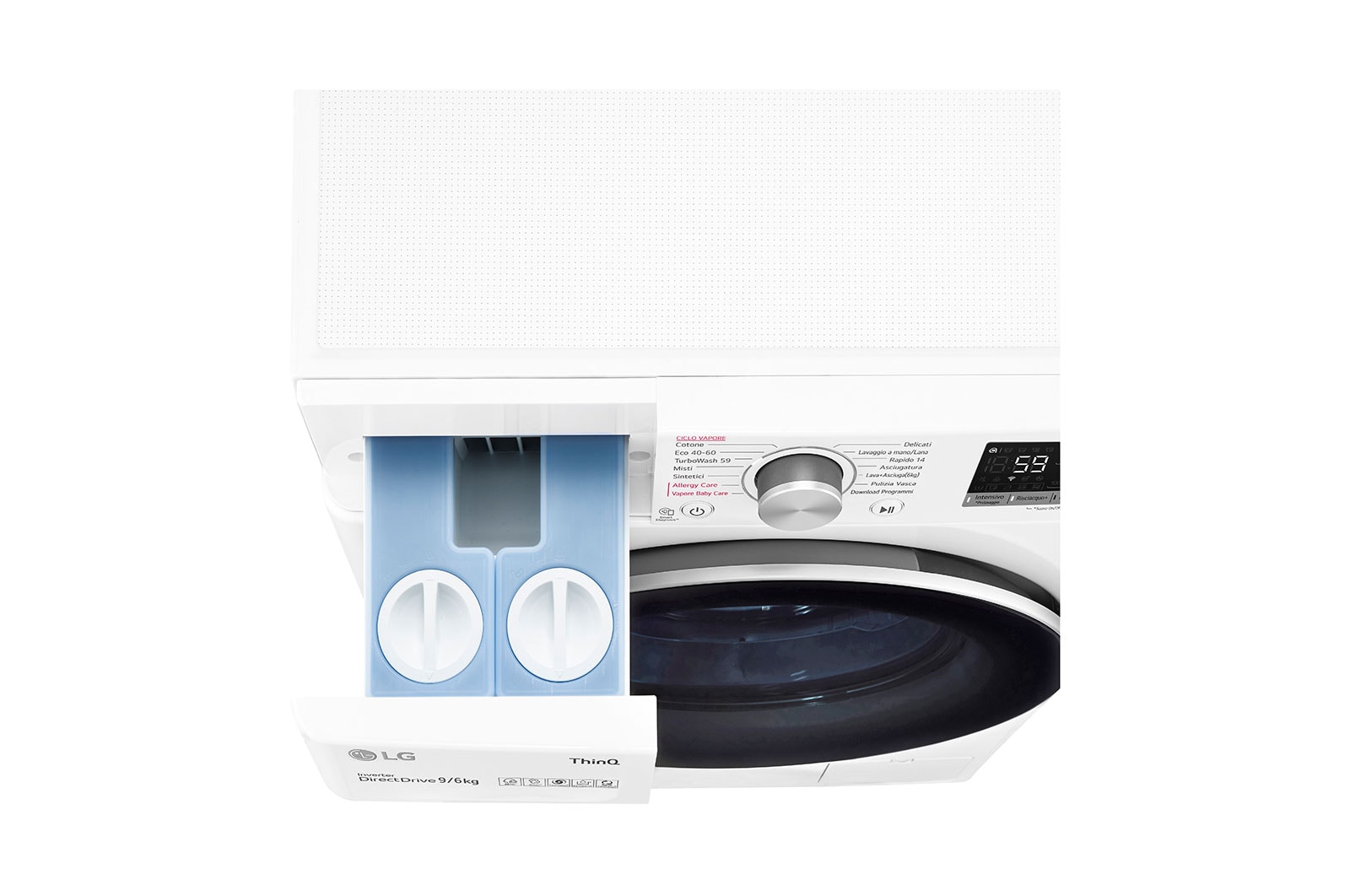 LG Lavasciuga 9/6kg AI DD | Serie V5 Classe E | 1400 giri, TurboWash, Vapore, Autodosaggio, Allergy Care, Wi-Fi | Bianca, F4DV509H1EA