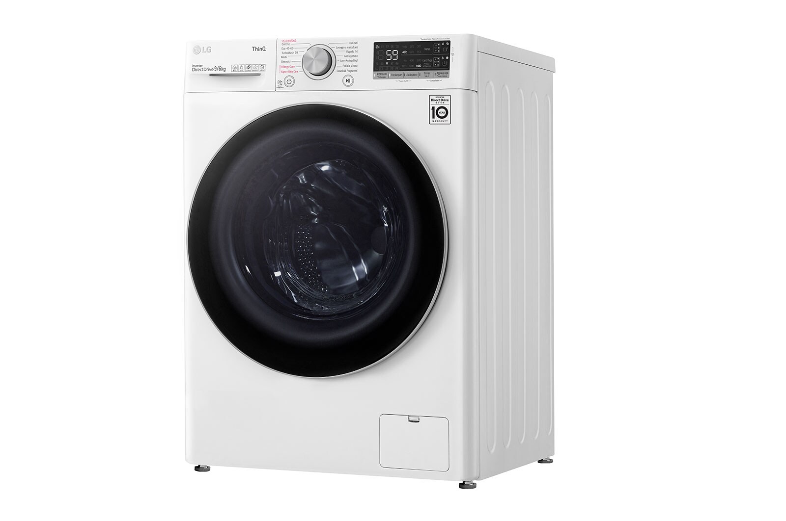 LG Lavasciuga 9/6kg AI DD | Serie V5 Classe E | 1400 giri, TurboWash, Vapore, Autodosaggio, Allergy Care, Wi-Fi | Bianca, F4DV509H1EA