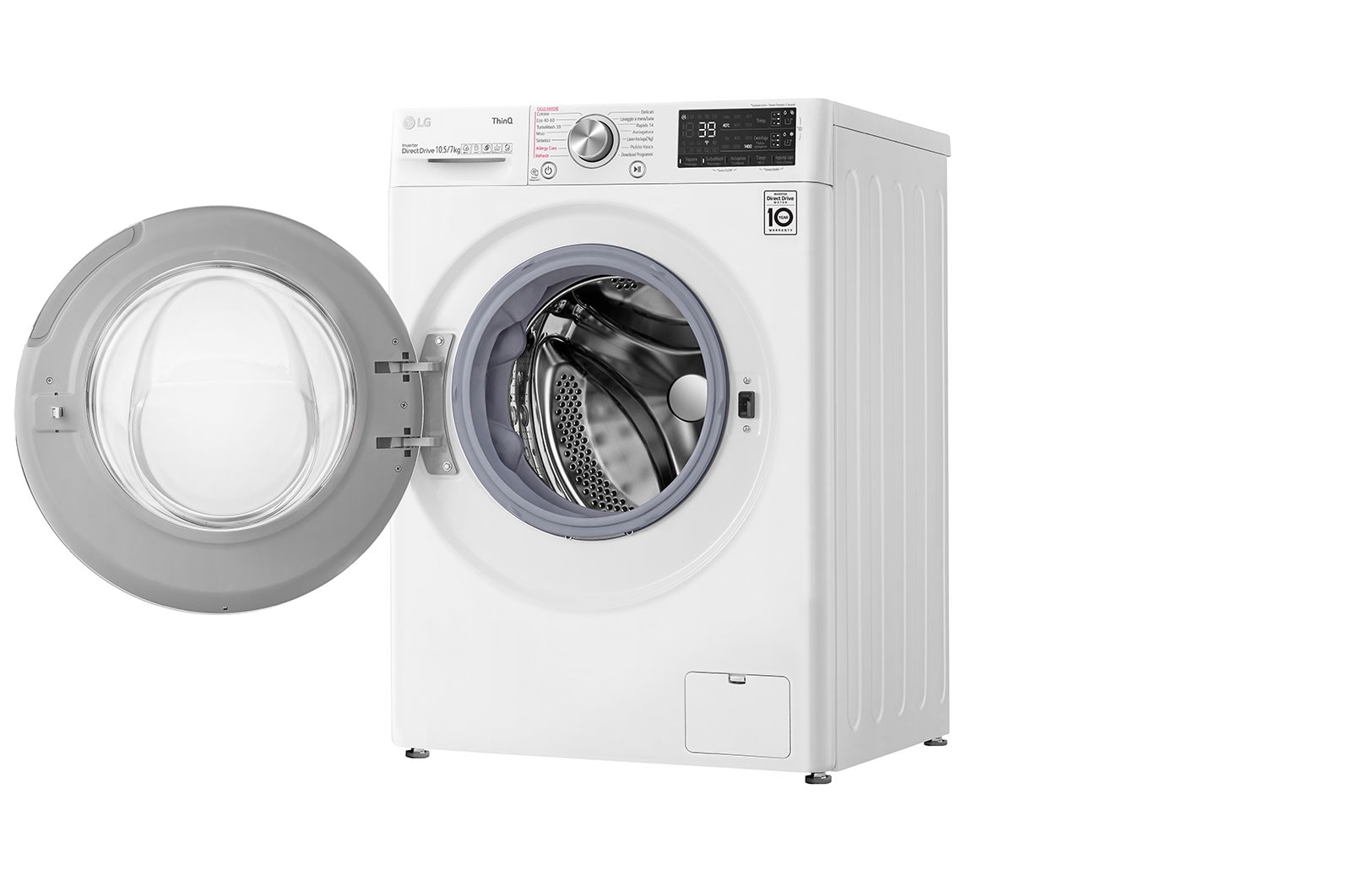 LG Lavasciuga 10,5/7kg AI DD | Serie V7 Classe E | 1400 giri, TurboWash 360, Vapore, Autodosaggio, Allergy Care, Wi-Fi | Bianca, F4DV710H2EA