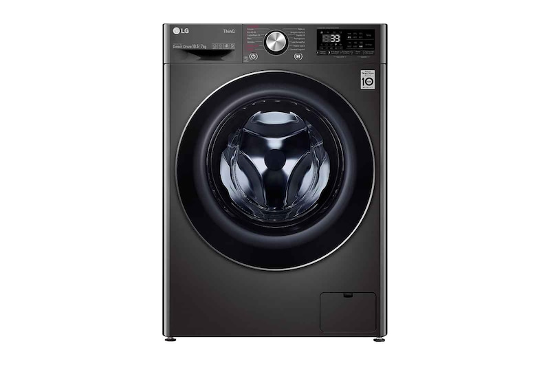 LG Lavasciuga 10,5/7kg AI DD | Serie V7 Classe E | 1400 giri, TurboWash 360, Vapore, Allergy Care, Eco Hybrid, Wi-Fi | Nera, F4DV710H2SE