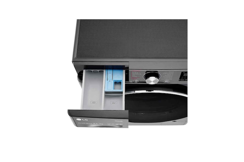 LG Lavasciuga 10,5/7kg AI DD | Serie V7 Classe E | 1400 giri, TurboWash 360, Vapore, Allergy Care, Eco Hybrid, Wi-Fi | Nera, F4DV710H2SE