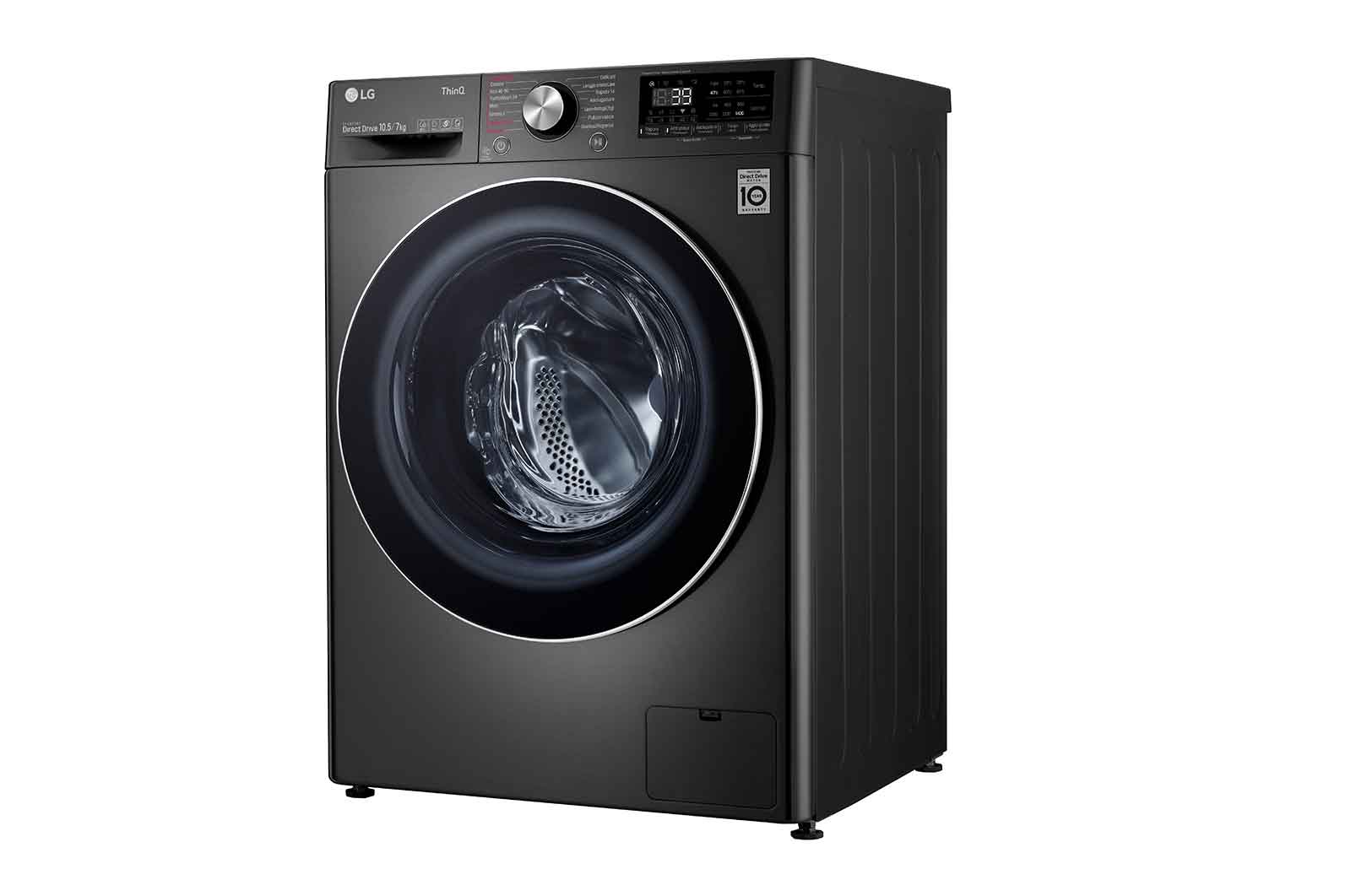 LG Lavasciuga 10,5/7kg AI DD | Serie V7 Classe E | 1400 giri, TurboWash 360, Vapore, Allergy Care, Eco Hybrid, Wi-Fi | Nera, F4DV710H2SE