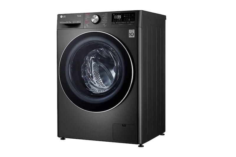 LG Lavasciuga 10,5/7kg AI DD | Serie V7 Classe E | 1400 giri, TurboWash 360, Vapore, Allergy Care, Eco Hybrid, Wi-Fi | Nera, F4DV710H2SE