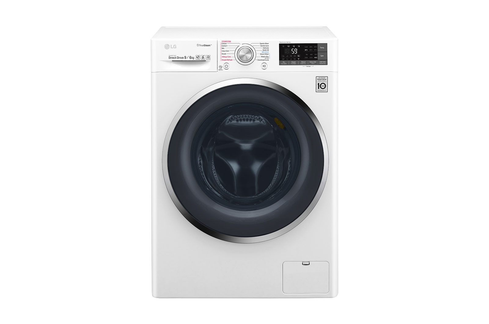 LG Lavasciuga Smart Eco Hybrid 9/6 kg  Lavaggio a vapore Wi-Fi Oblò Ring Cromato, F4J8FH2W