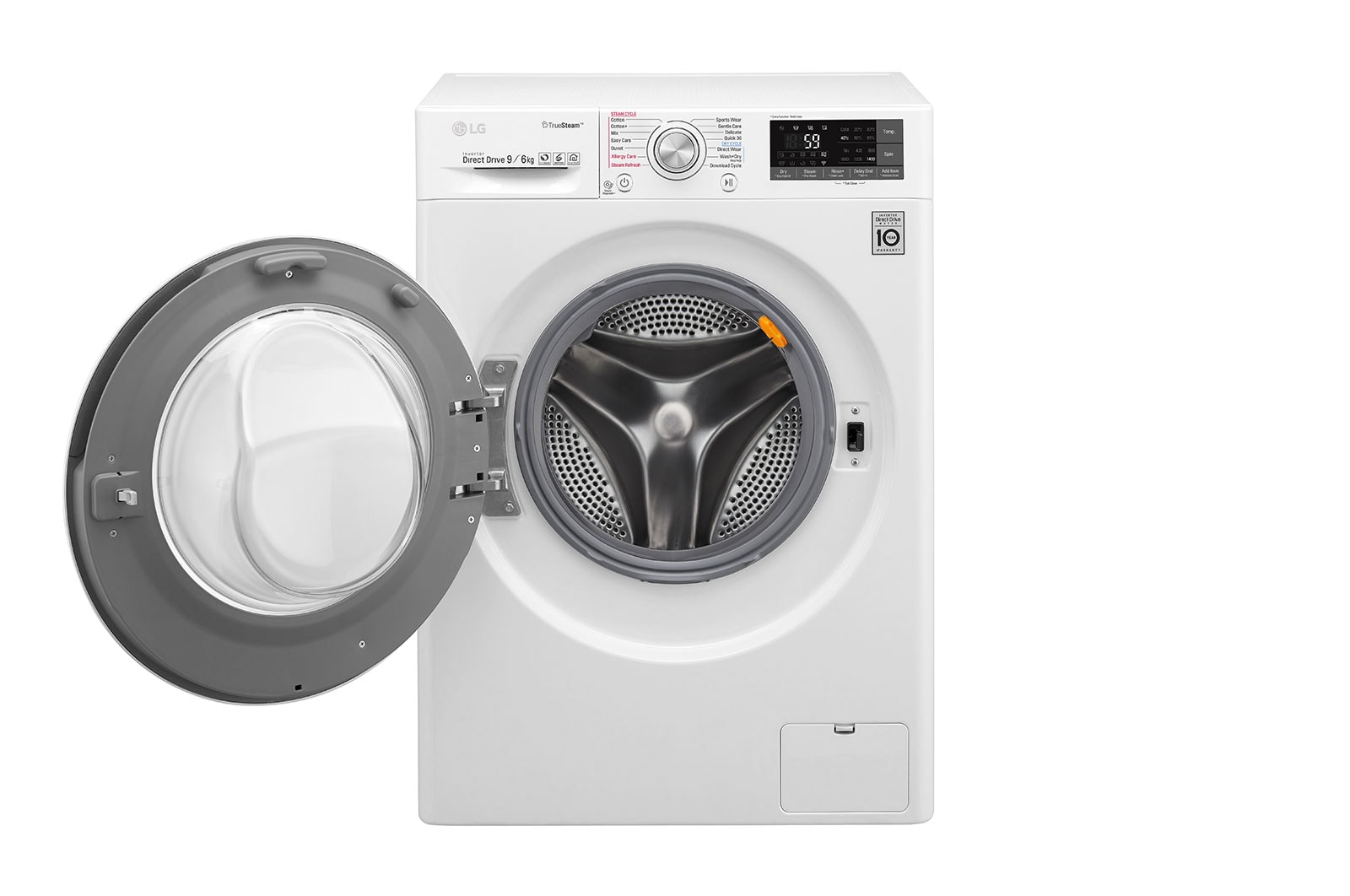 LG Lavasciuga Smart Eco Hybrid 9/6 kg  Lavaggio a vapore Wi-Fi Oblò Ring Cromato, F4J8FH2W