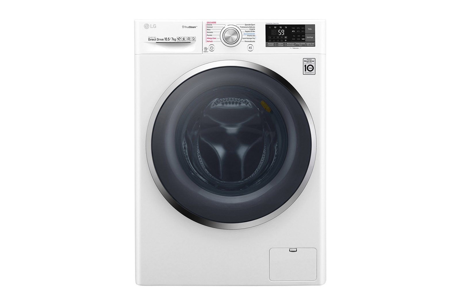 LG Lavasciuga Smart Eco Hybrid 10.5/7 kg Lavaggio a vapore Wi-Fi Oblò Ring Cromato, F4J8JH2W