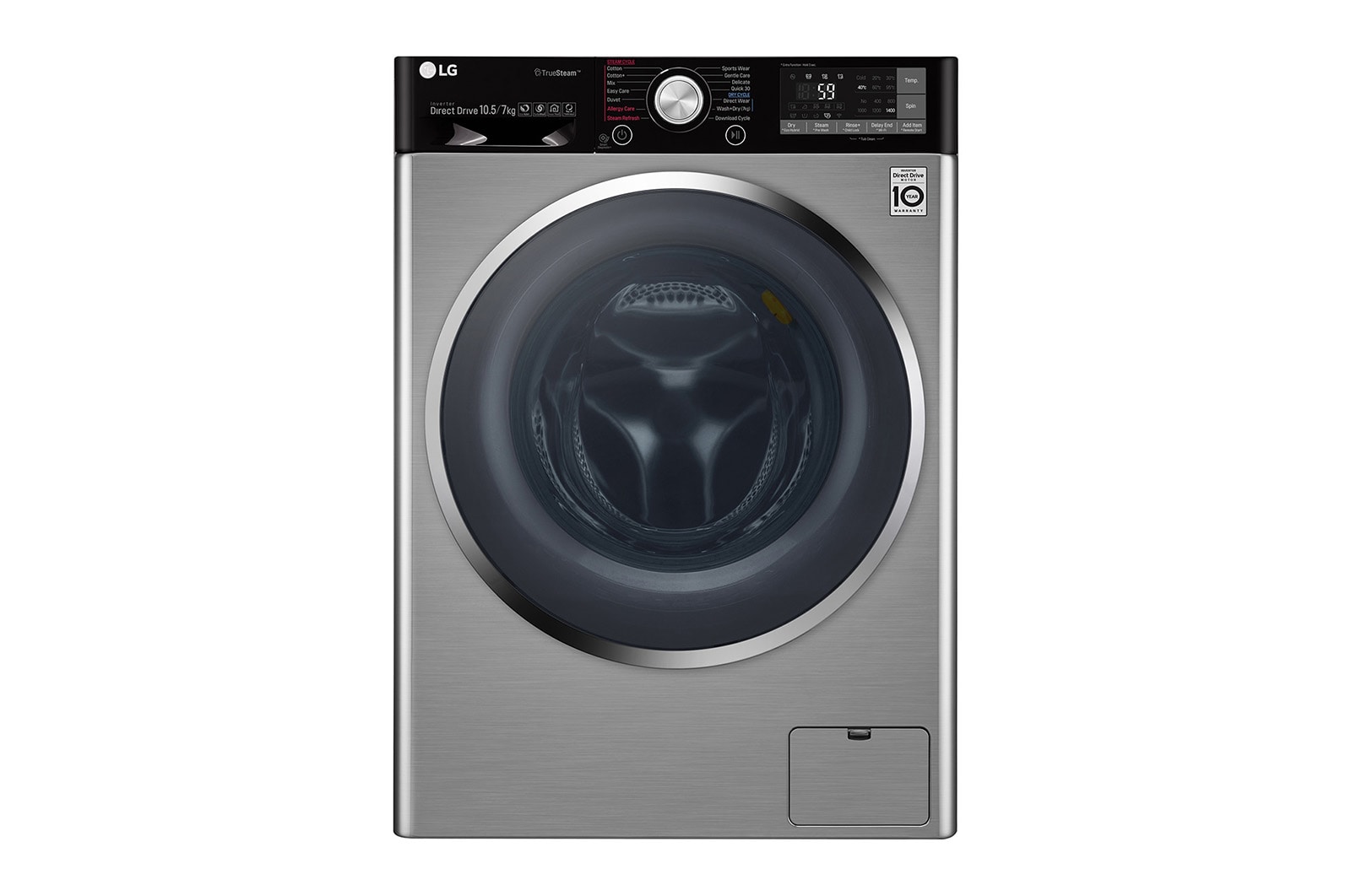 LG Lavasciuga Smart Eco Hybrid 10.5/7 kg Lavaggio a vapore Wi-Fi Oblò Ring Cromato , F4J9JH2T