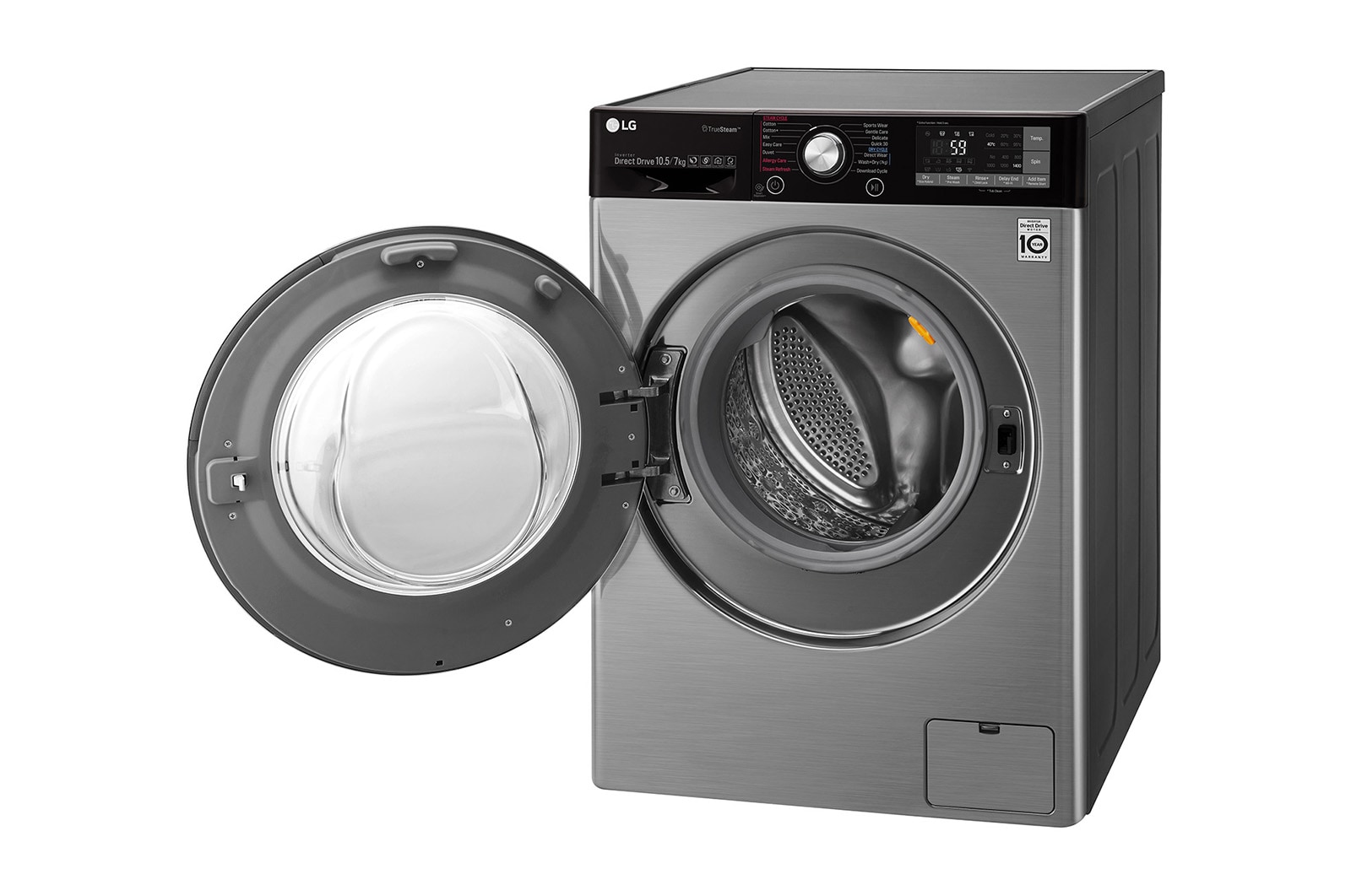 LG Lavasciuga Smart Eco Hybrid 10.5/7 kg Lavaggio a vapore Wi-Fi Oblò Ring Cromato , F4J9JH2T