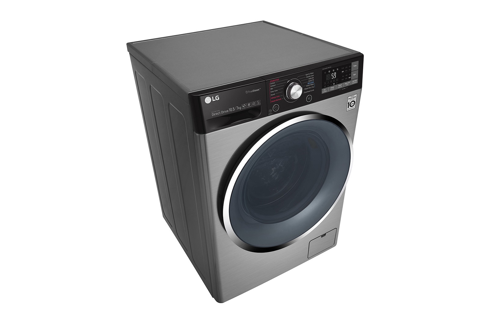 LG Lavasciuga Smart Eco Hybrid 10.5/7 kg Lavaggio a vapore Wi-Fi Oblò Ring Cromato , F4J9JH2T