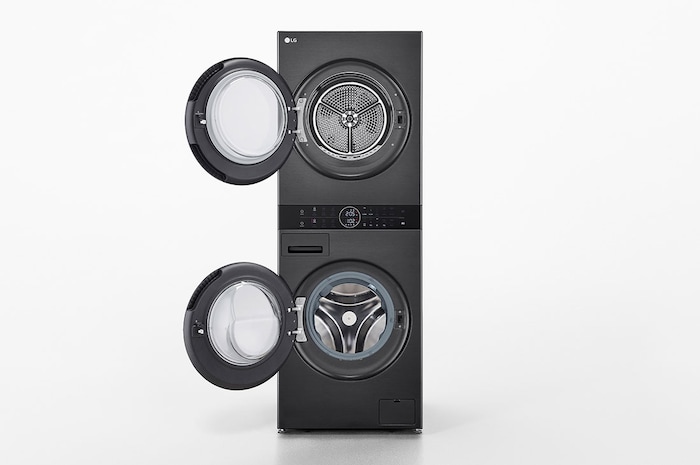 LG WashTower Colonna Bucato 12/10kg AI DD | Classe A-10% / A+++ | Pannello unificato, TurboWash360, Pompa di calore | Nera, WT1210BBF