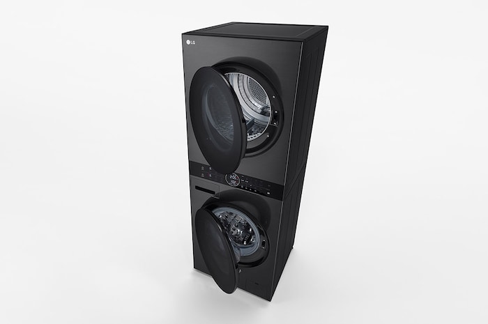 LG WashTower Colonna Bucato 12/10kg AI DD | Classe A-10% / A+++ | Pannello unificato, TurboWash360, Pompa di calore | Nera, WT1210BBF