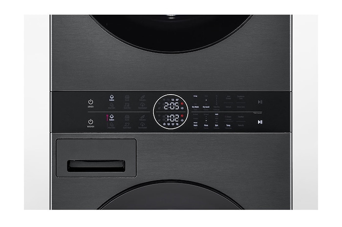 LG WashTower Colonna Bucato 12/10kg AI DD | Classe A-10% / A+++ | Pannello unificato, TurboWash360, Pompa di calore | Nera, WT1210BBF