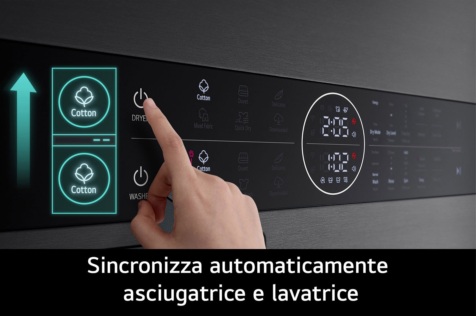 LG WashTower Colonna Bucato 12/10kg AI DD | Classe A-10% / A+++ | Pannello unificato, TurboWash360, Pompa di calore,Wi-Fi | Nera, WT1210BBF