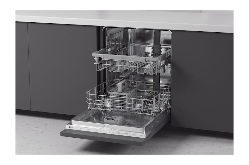 LG Lavastoviglie a scomparsa totale | QuadWash Serie 2, Classe D 46dB | 14 coperti, EasyRack+, Wi-Fi, Dual Zone | Acciaio, DB242TX