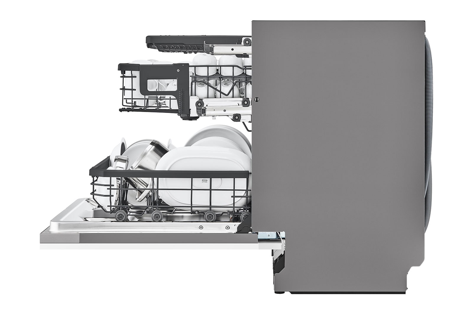 LG Lavastoviglie a scomparsa totale | QuadWash Serie 3, Classe E 44dB | 14 coperti, Vapore, EasyRack+, Wi-Fi | Acciaio, DB325TXS