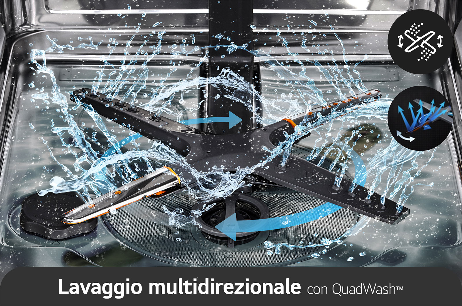 LG Lavastoviglie a scomparsa totale | QuadWash Serie 3, Classe B 43dB | 14 coperti,Vapore, Info Light,Cerniere sliding | Acciaio, DB365TXS