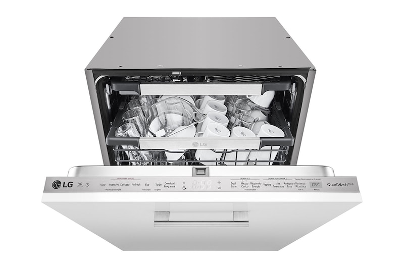 LG Lavastoviglie a scomparsa totale | QuadWash Serie 4, Classe D 43dB | 14 coperti, Vapore, Auto-apertura, Wi-Fi | Acciaio, DB425TXS