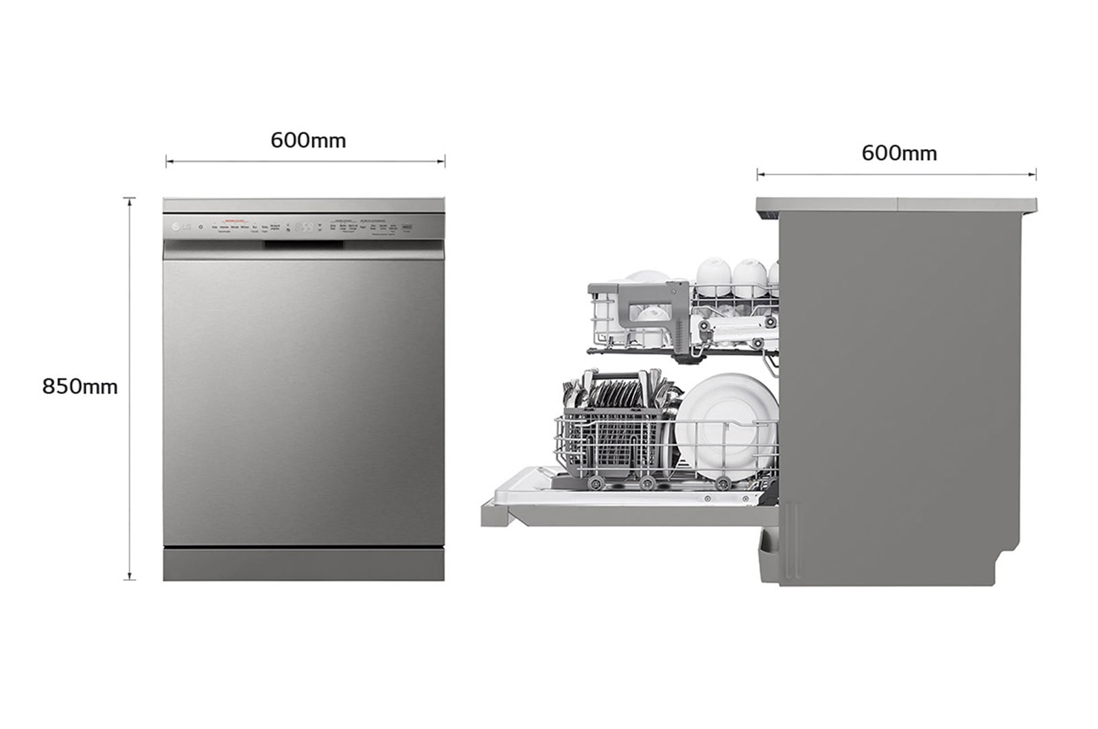 LG Lavastoviglie libera installazione | QuadWash Serie 2, Classe D 46dB | 14 coperti, Vapore, EasyRack+, Wi-Fi | Grigia, DF242FPS