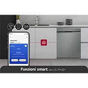 LG Lavastoviglie libera installazione | QuadWash Serie 2, Classe D 46dB | 14 coperti, Vapore, EasyRack+, Wi-Fi | Grigia, DF242FPS