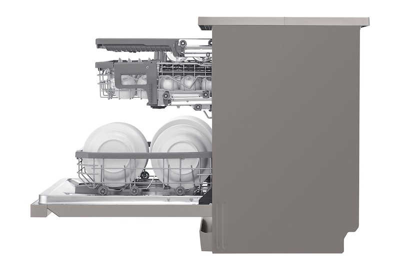 LG Lavastoviglie libera installazione | QuadWash Serie 3, Classe B 43dB | 14 coperti, Vapore, Auto-apertura, Wi-Fi | Grigia, DF365FPS