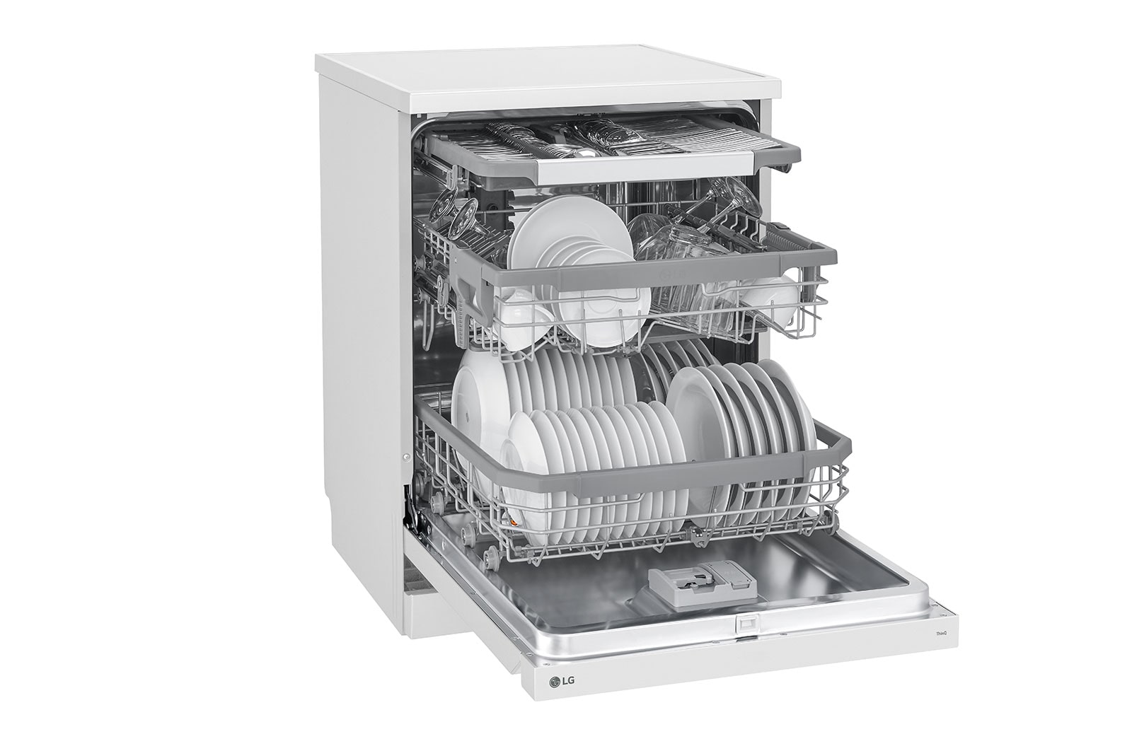 LG Lavastoviglie libera installazione | QuadWash Serie 3, Classe B 43dB | 14 coperti, Vapore, Auto-apertura, Wi-Fi | Bianca, DF365FWS