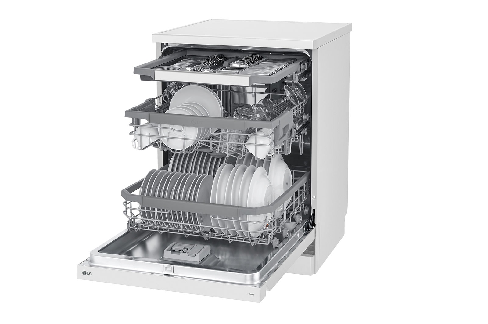 LG Lavastoviglie libera installazione | QuadWash Serie 3, Classe B 43dB | 14 coperti, Vapore, Auto-apertura, Wi-Fi | Bianca, DF365FWS