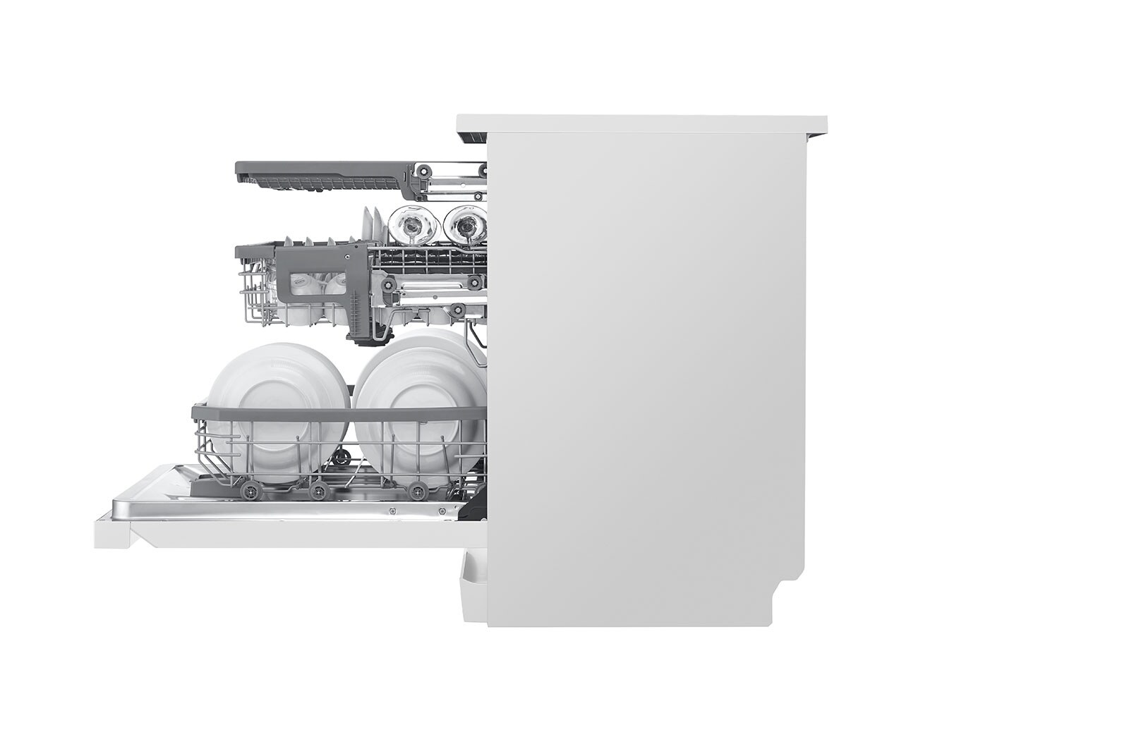 LG Lavastoviglie libera installazione | QuadWash Serie 3, Classe B 43dB | 14 coperti, Vapore, Auto-apertura, Wi-Fi | Bianca, DF365FWS
