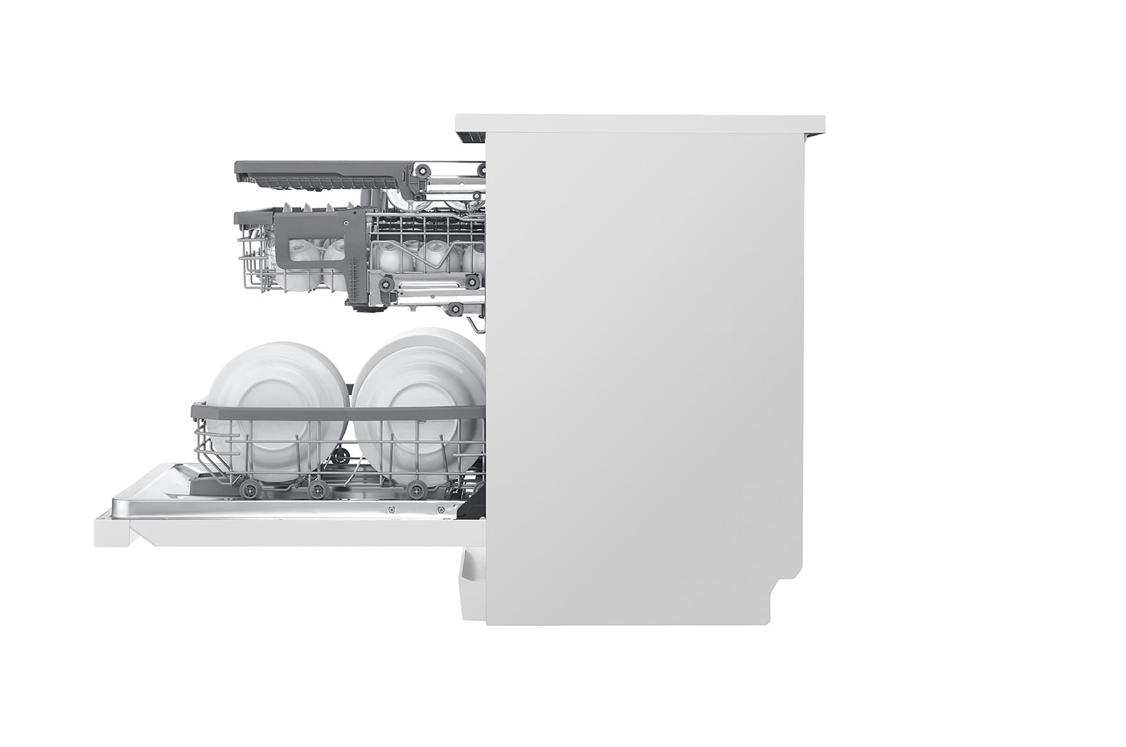 LG Lavastoviglie libera installazione | QuadWash Serie 3, Classe B 43dB | 14 coperti, Vapore, Auto-apertura, Wi-Fi | Bianca, DF365FWS