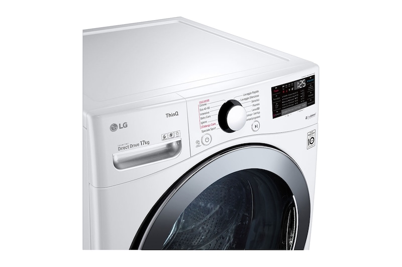 LG Lavatrice capacità XL 17kg AI DD™ | Serie P1 Classe E | 1100 giri, TurboWash, Lavaggio a vapore, Wi-Fi | White, F1P1CY2W