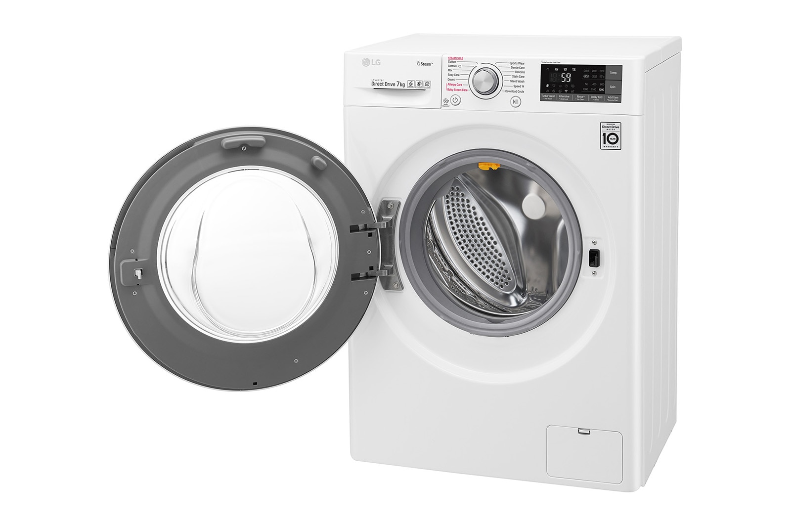 LG Lavatrice Smart Slim TurboWash™ 7 kg Lavaggio a vapore Oblò Ring Sliver, F2J7HY1W