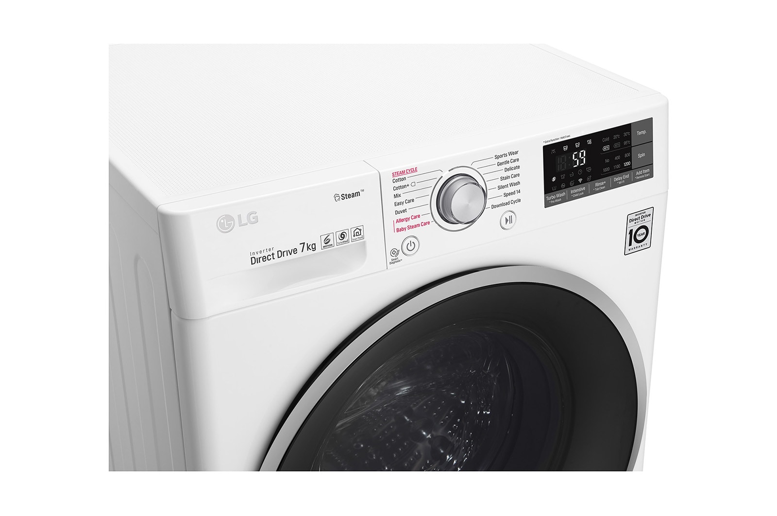 LG Lavatrice Smart Slim TurboWash™ 7 kg Lavaggio a vapore Oblò Ring Sliver, F2J7HY1W