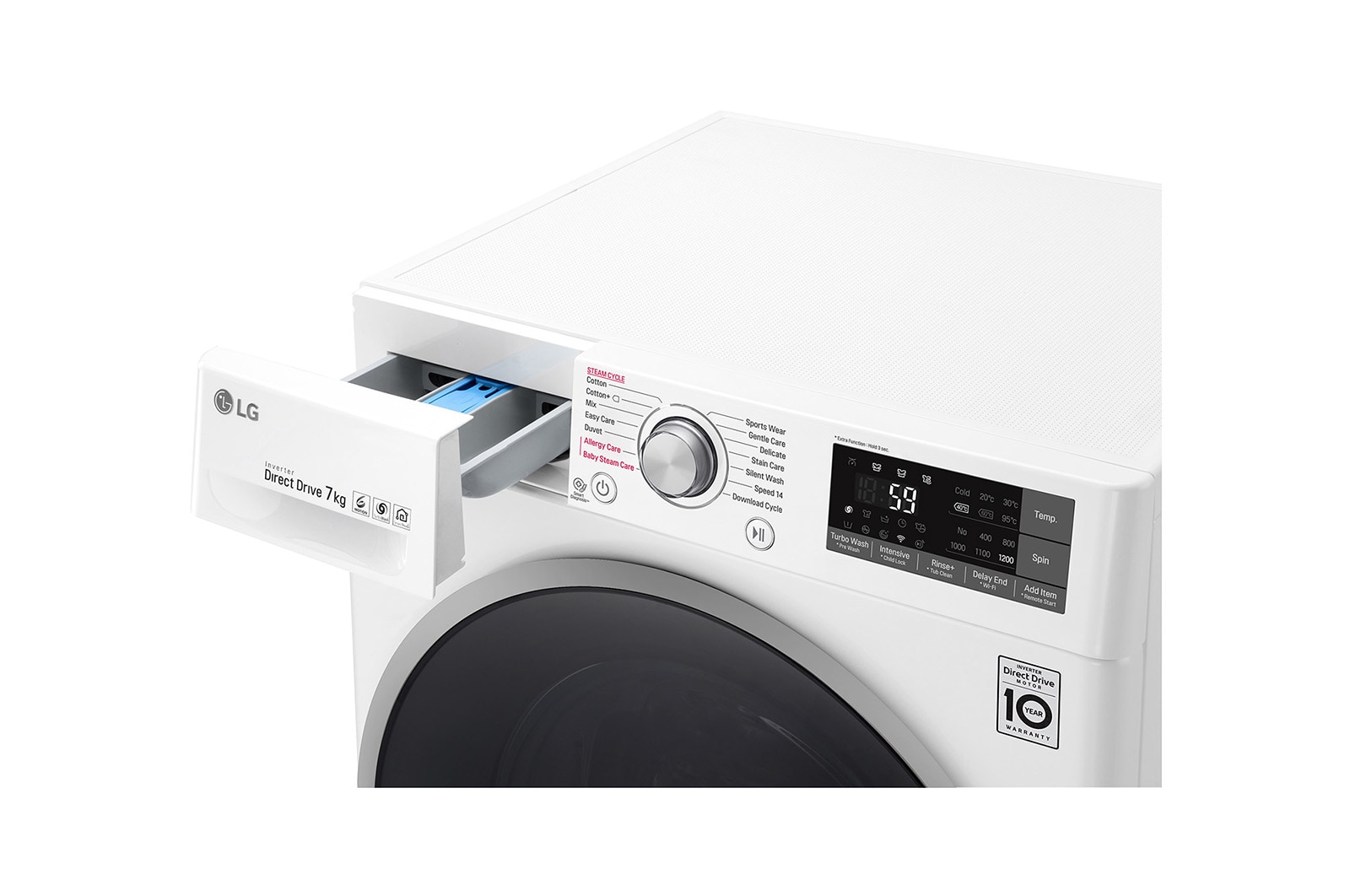 LG Lavatrice Smart Slim TurboWash™ 7 kg Lavaggio a vapore Oblò Ring Sliver, F2J7HY1W