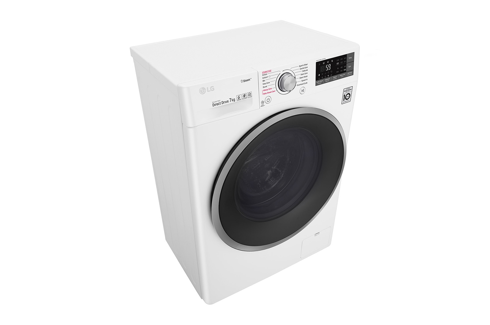 LG Lavatrice Smart Slim TurboWash™ 7 kg Lavaggio a vapore Oblò Ring Sliver, F2J7HY1W