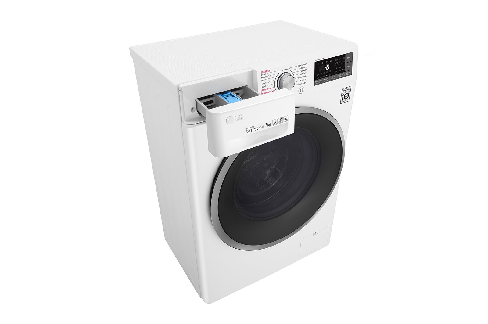 LG Lavatrice Smart Slim TurboWash™ 7 kg Lavaggio a vapore Oblò Ring Sliver, F2J7HY1W